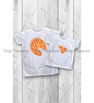 Pizza ve Dilimi Kombin Tişört Baskı